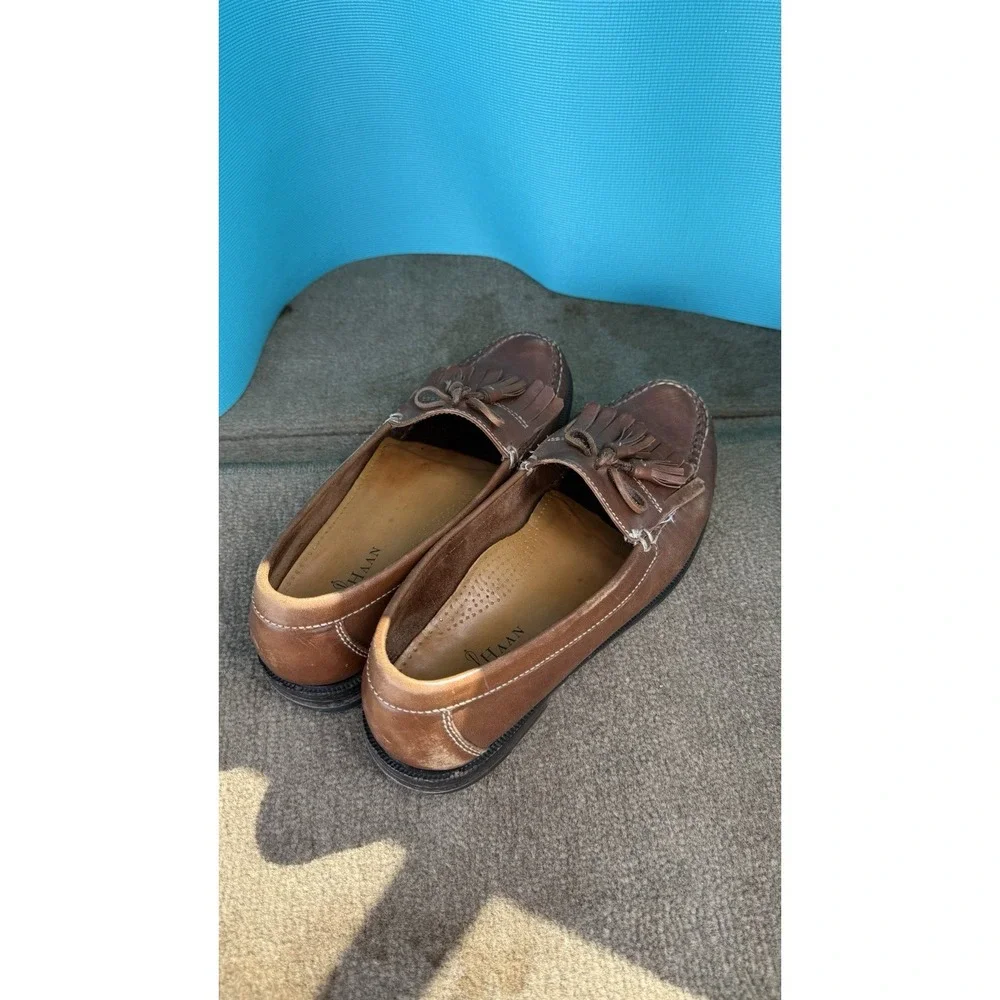 Cole Haan‎ Men 10 Brown Leather Kiltie Tassel Loafers Boat Driving Shoes Moc Toe